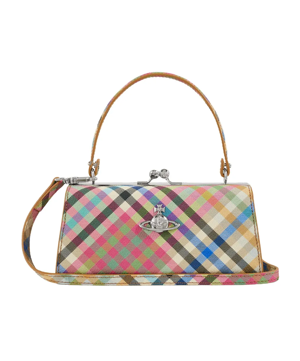 Extra-Large Doll Check-Pattern Clutch Bag