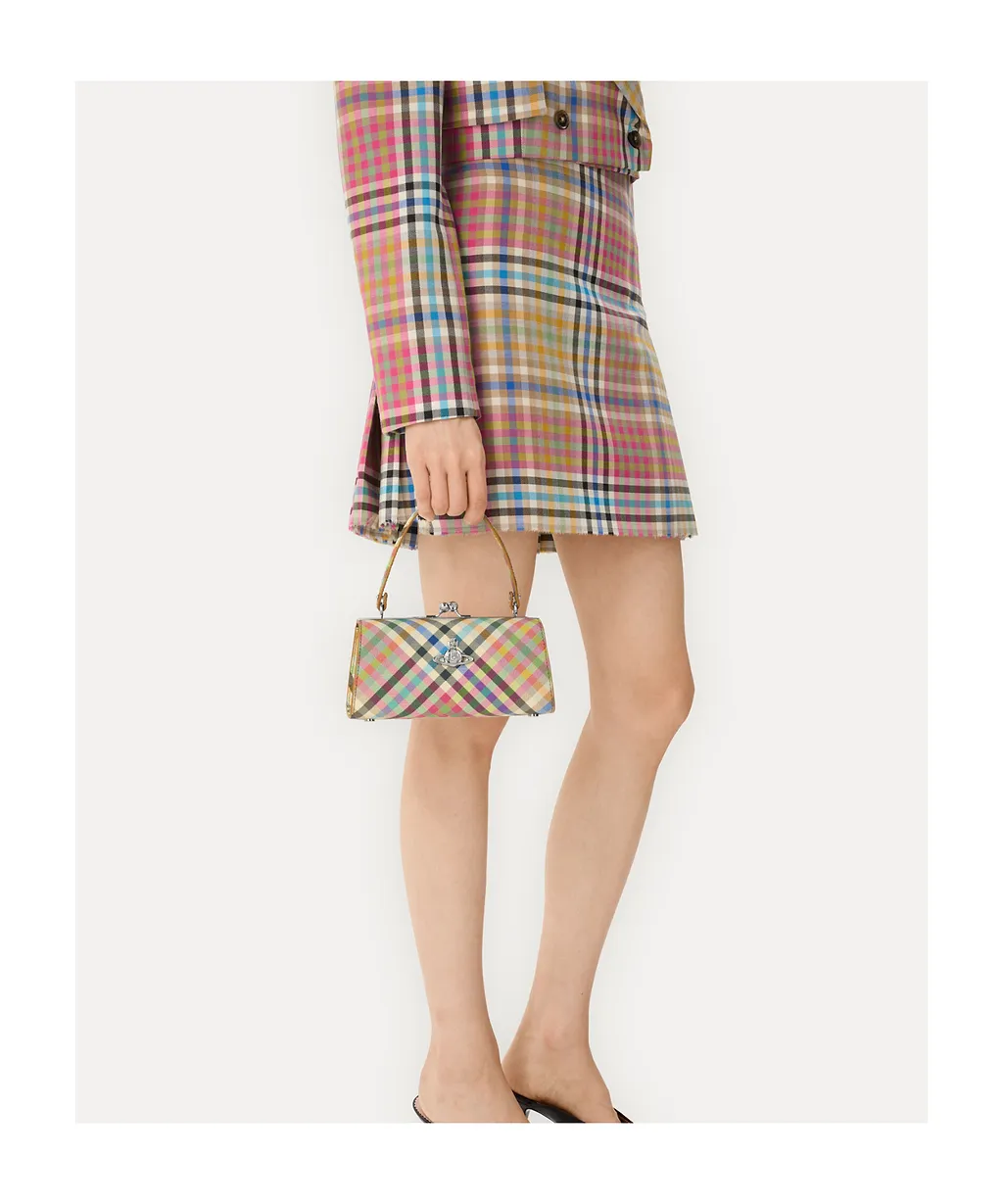 Extra-Large Doll Check-Pattern Clutch Bag