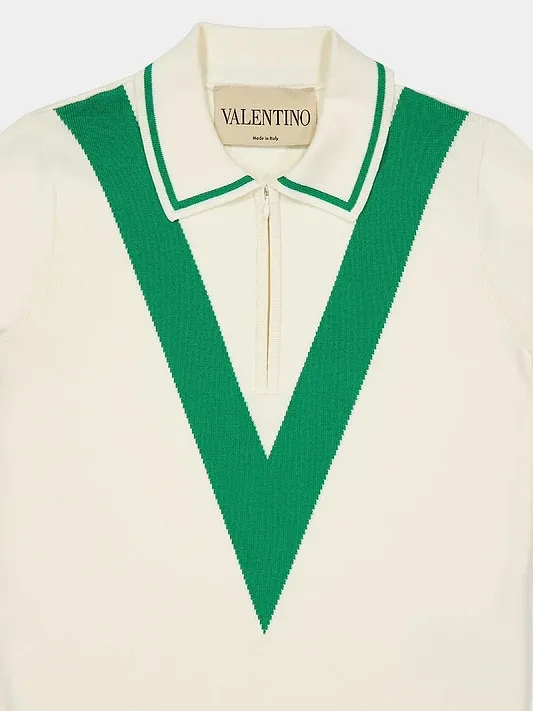 Valentino Zip Detailed Short-Sleeved Knitted Top