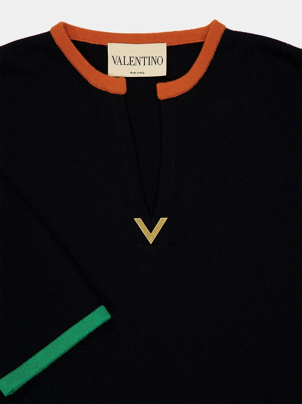 Valentino V Logo Trim Knitted Sweater