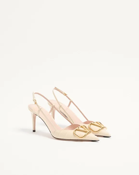 Vlogo Crocodile Effect Slingback Pumps