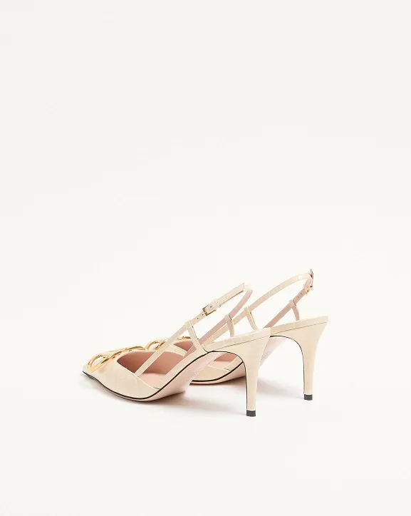 Vlogo Crocodile Effect Slingback Pumps