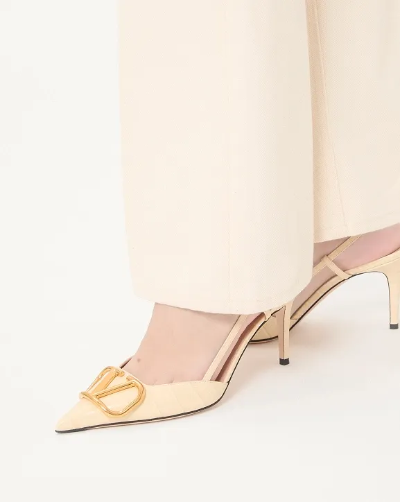Vlogo Crocodile Effect Slingback Pumps