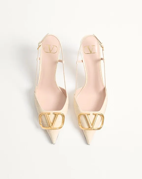 Vlogo Crocodile Effect Slingback Pumps