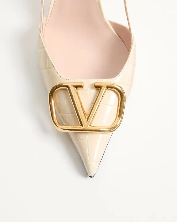 Vlogo Crocodile Effect Slingback Pumps