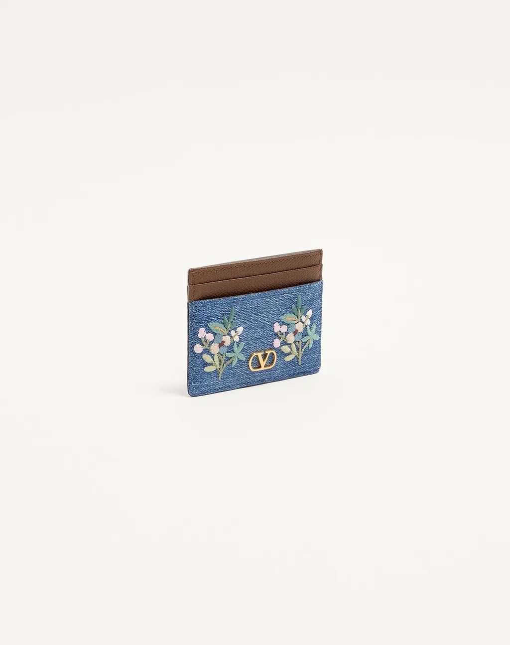 Valentino Vlogo Signature Floral Embroidered Card Holder