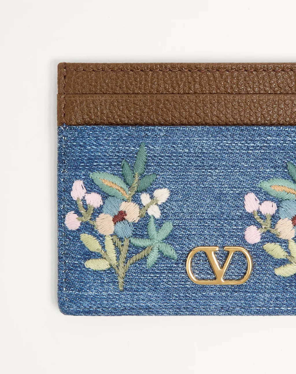 Valentino Vlogo Signature Floral Embroidered Card Holder