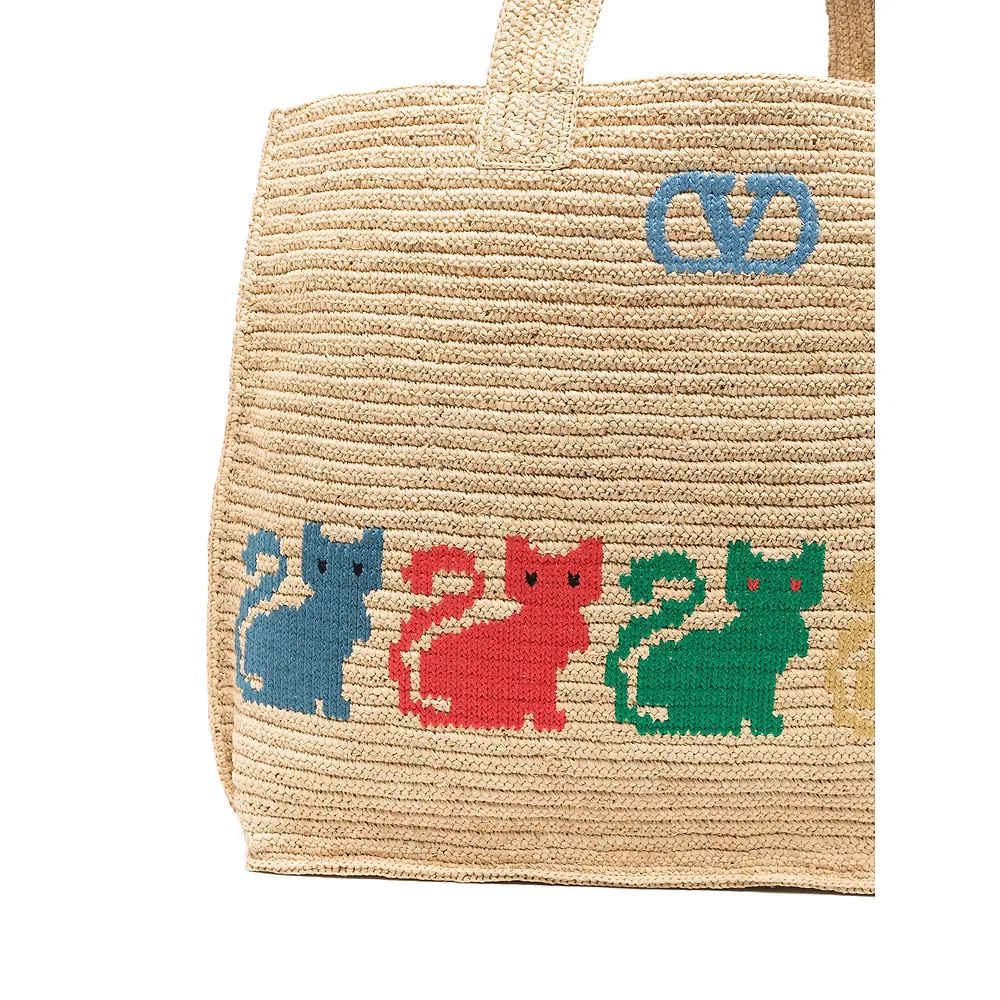 Vlogo Signature Cat-Print Tote Bag