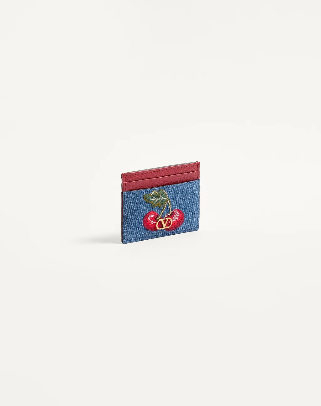 Vlogo Signature Denim Cardholder With Cherryfic Embroidery