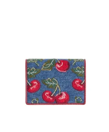 Vlogo Signature Denim Wallet With Cherryfic Embroidery