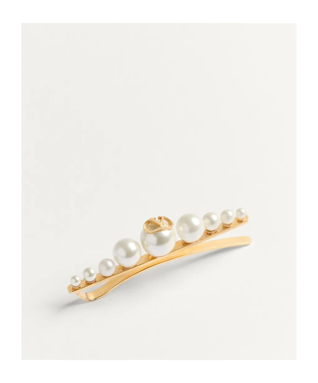 Vlogo Signature Metal And Pearl Tie Clip