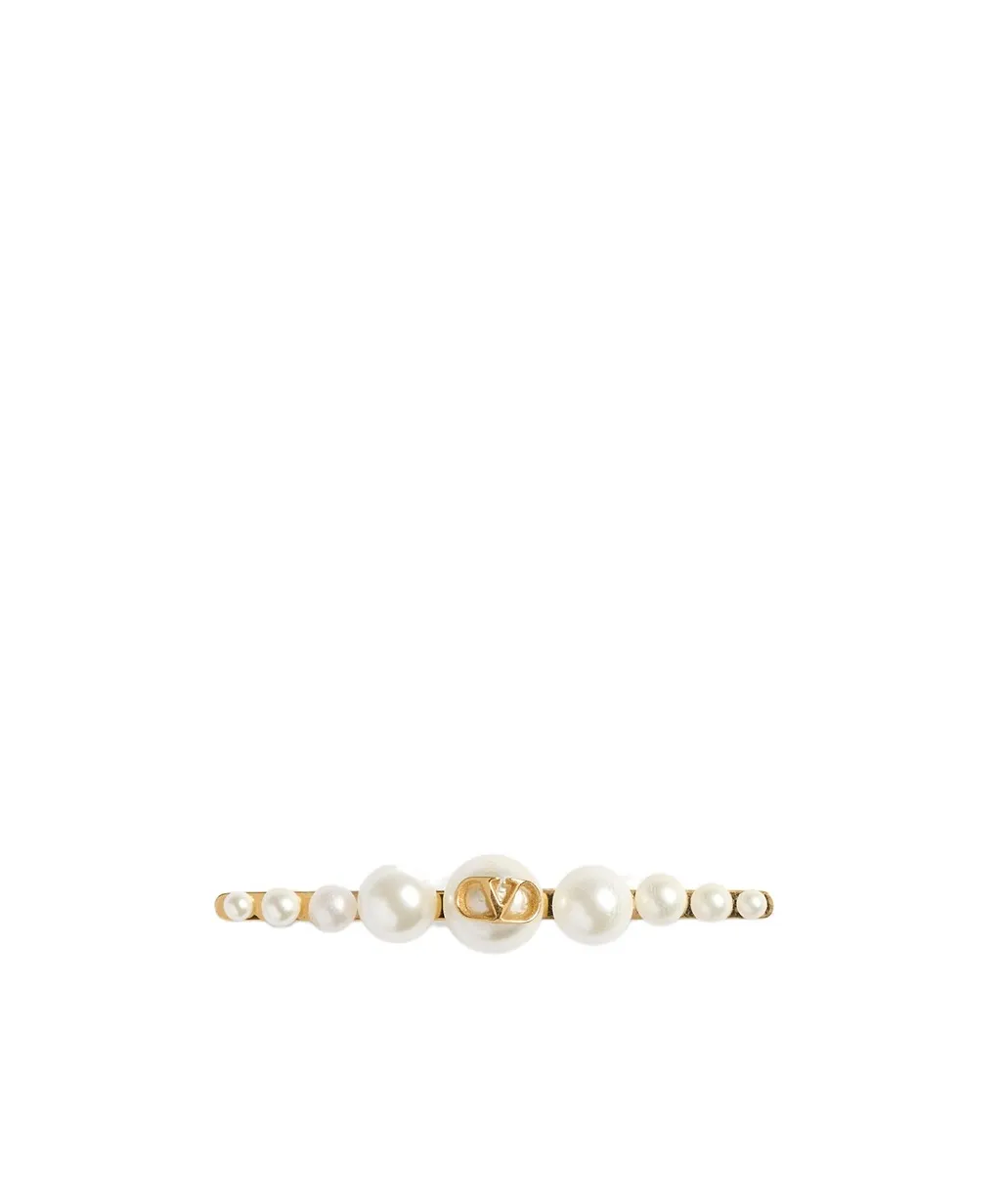 Vlogo Signature Metal And Pearl Tie Clip