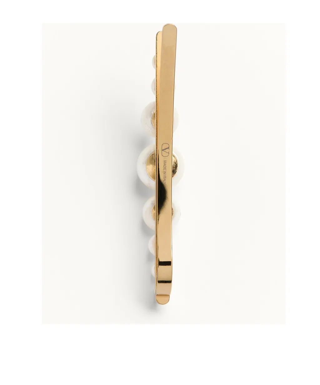 Vlogo Signature Metal And Pearl Tie Clip
