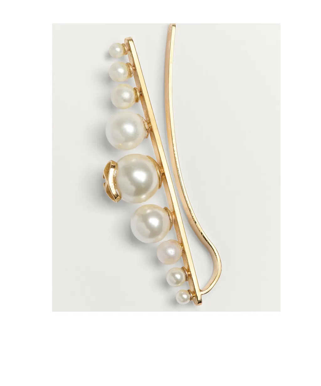 Vlogo Signature Metal And Pearl Tie Clip