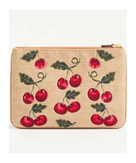 Valentino Vlogo Signature Cherryfic-Printed Zip-Up Clutch Bag