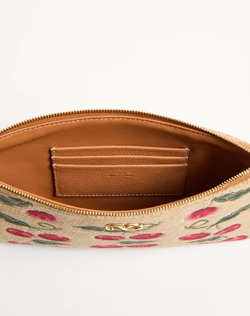 Valentino Vlogo Signature Cherryfic-Printed Zip-Up Clutch Bag