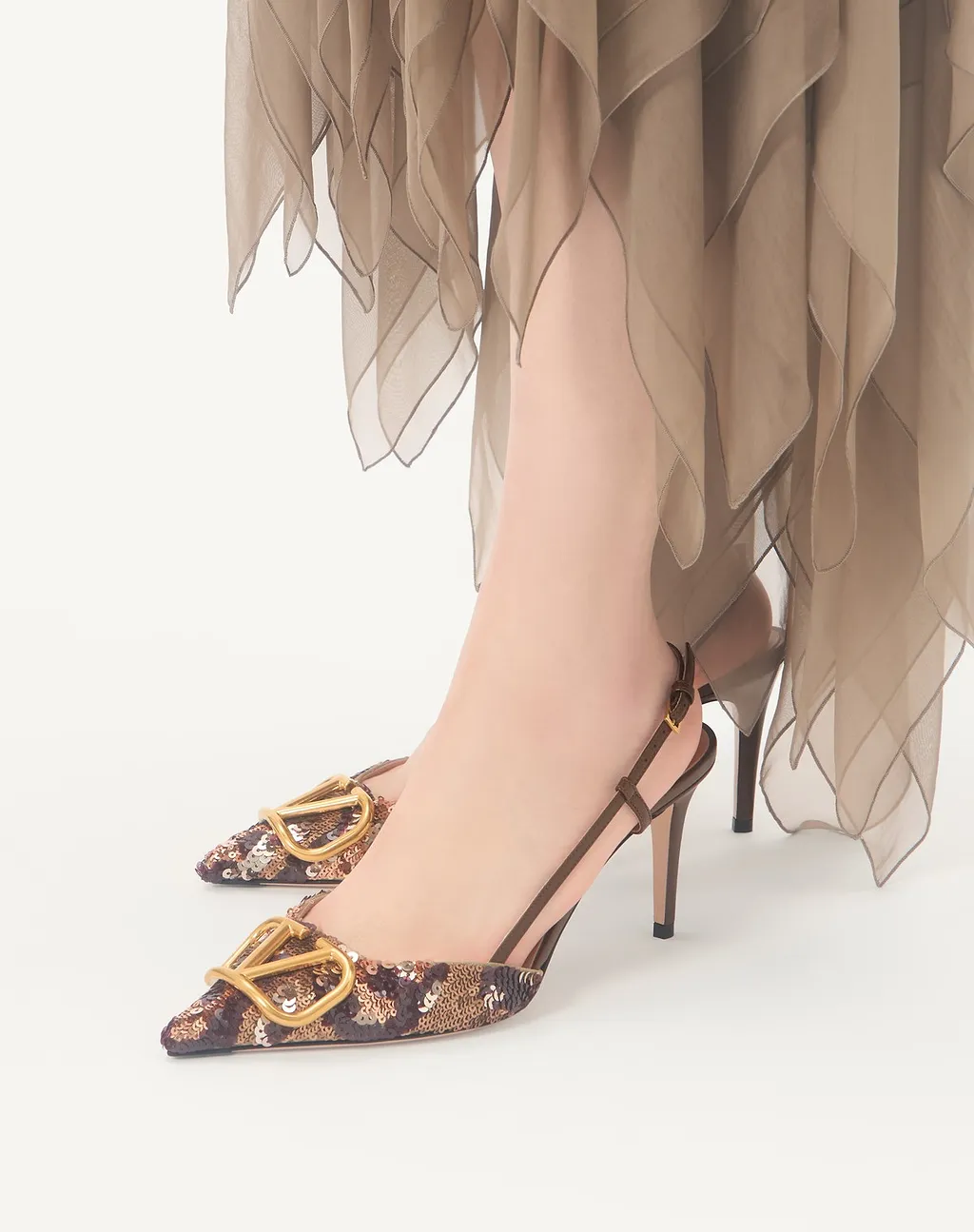 Vlogo Signature Slingback DÉColleté With Animalier Embroidery 80Mm