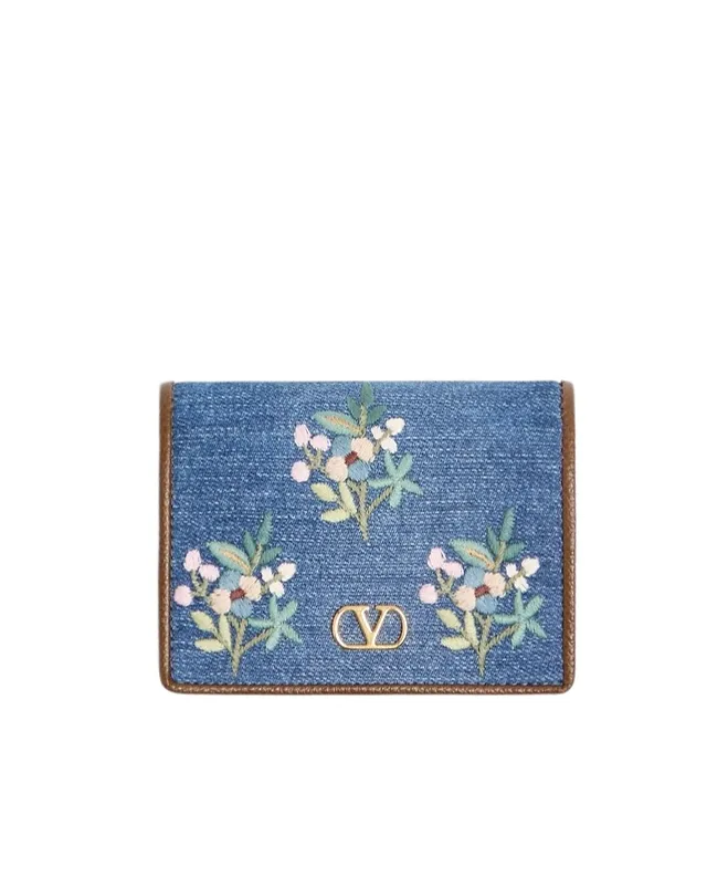 Valentino Vlogo Signature Denim Wallet