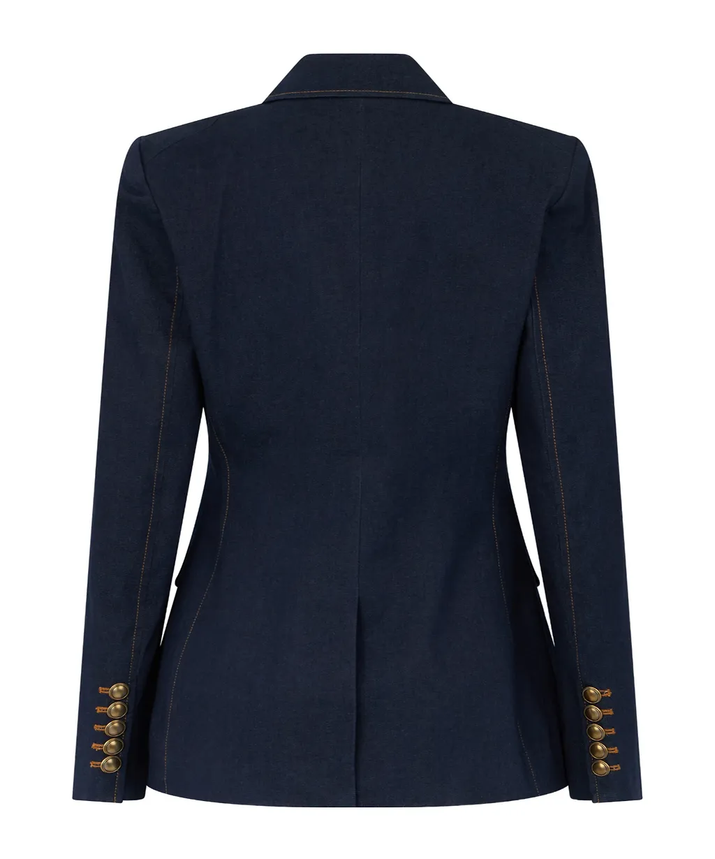 Veronica Beard Double-Breasted Denim Blazer