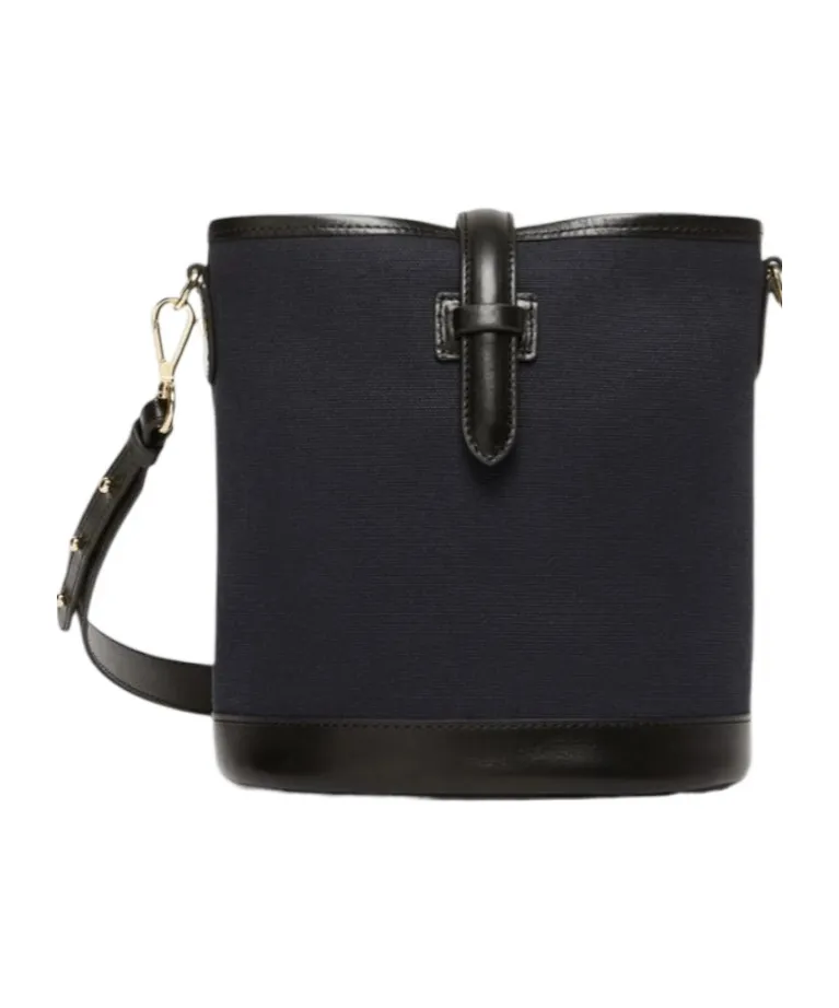 Small Canvas And Leather Bucket Bag