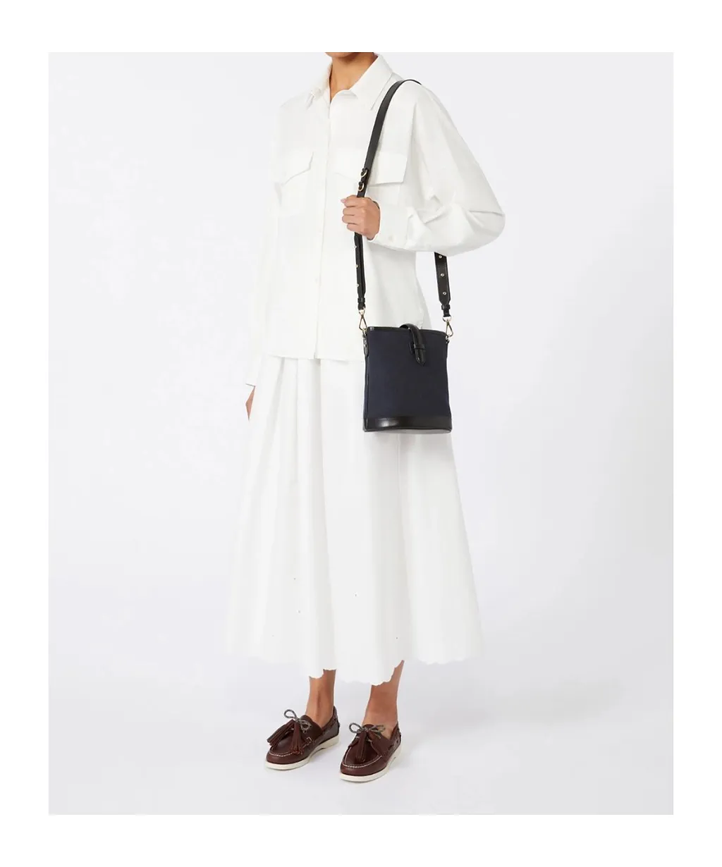 Small Canvas And Leather Bucket Bag
