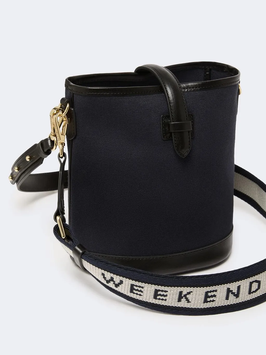 Small Canvas And Leather Bucket Bag