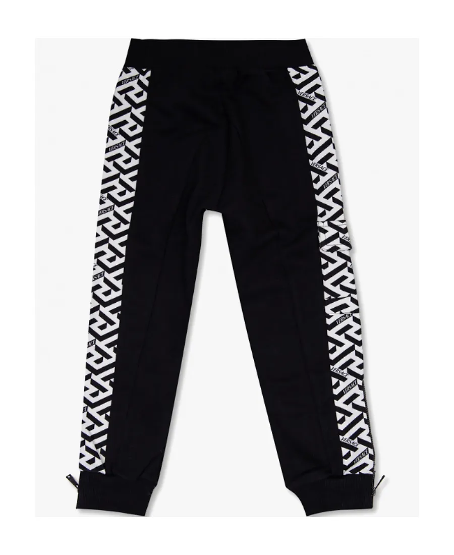 Versace Kids Greca Pattern Logo Embroidered Sweatpants