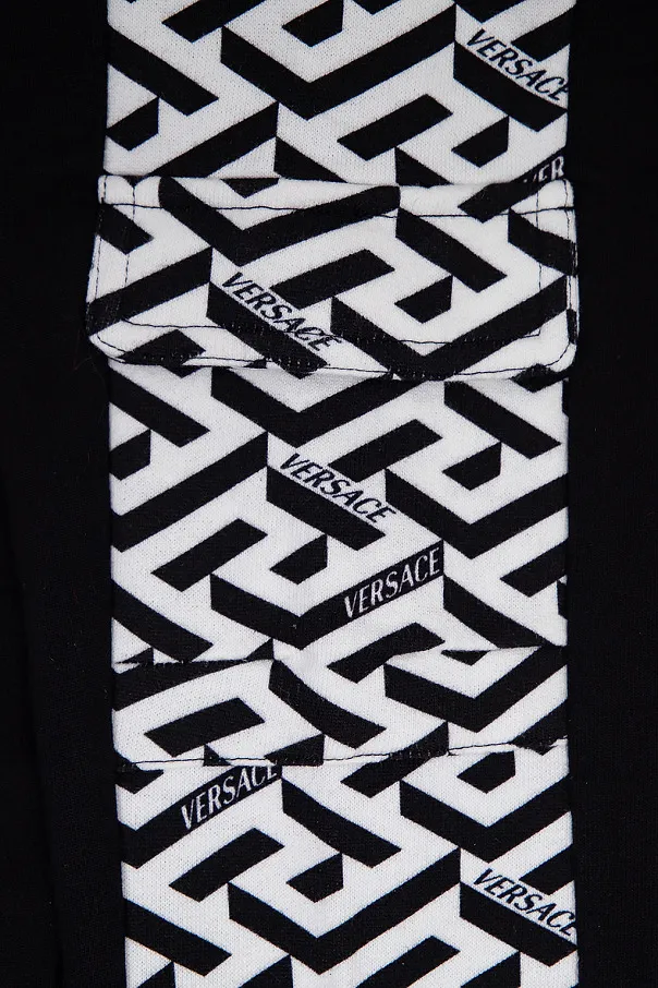 Versace Kids Greca Pattern Logo Embroidered Sweatpants