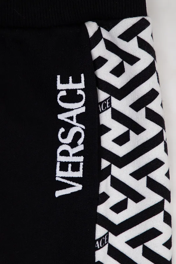 Versace Kids Greca Pattern Logo Embroidered Sweatpants