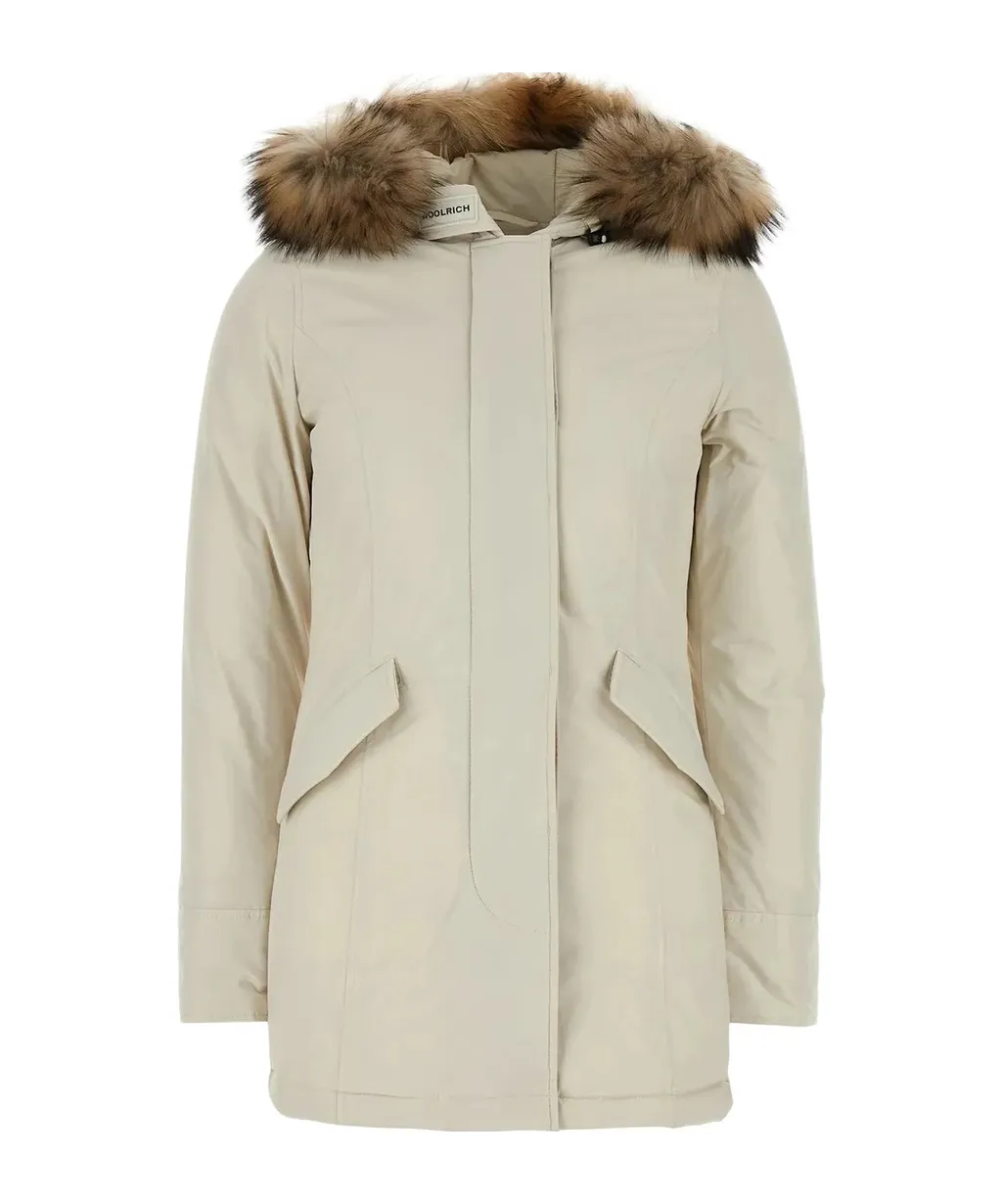 Ivory Polyester Luxury Arctic Down Jacket