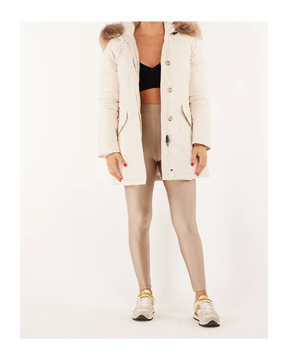 Ivory Polyester Luxury Arctic Down Jacket