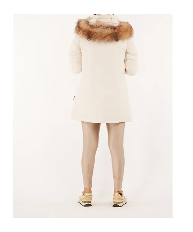 Ivory Polyester Luxury Arctic Down Jacket