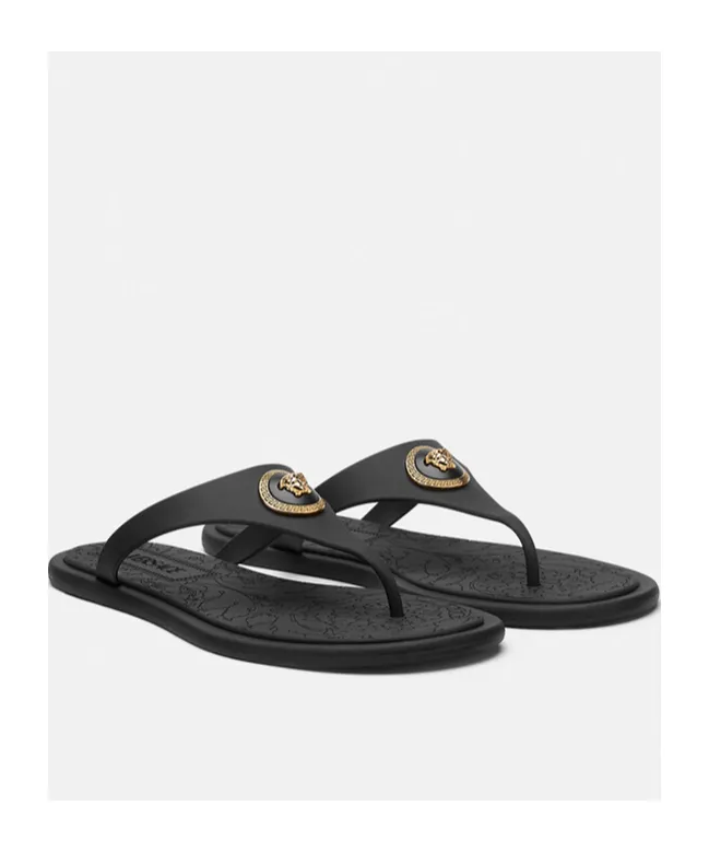 Versace Alia Thong Strap Flat Sandals