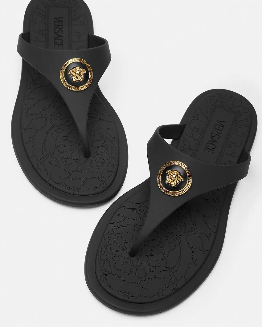 Versace Alia Thong Strap Flat Sandals