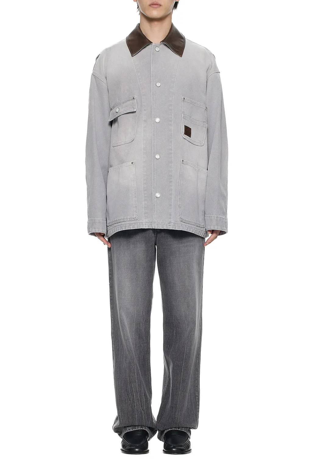 Leather Collar Pocket Jacket