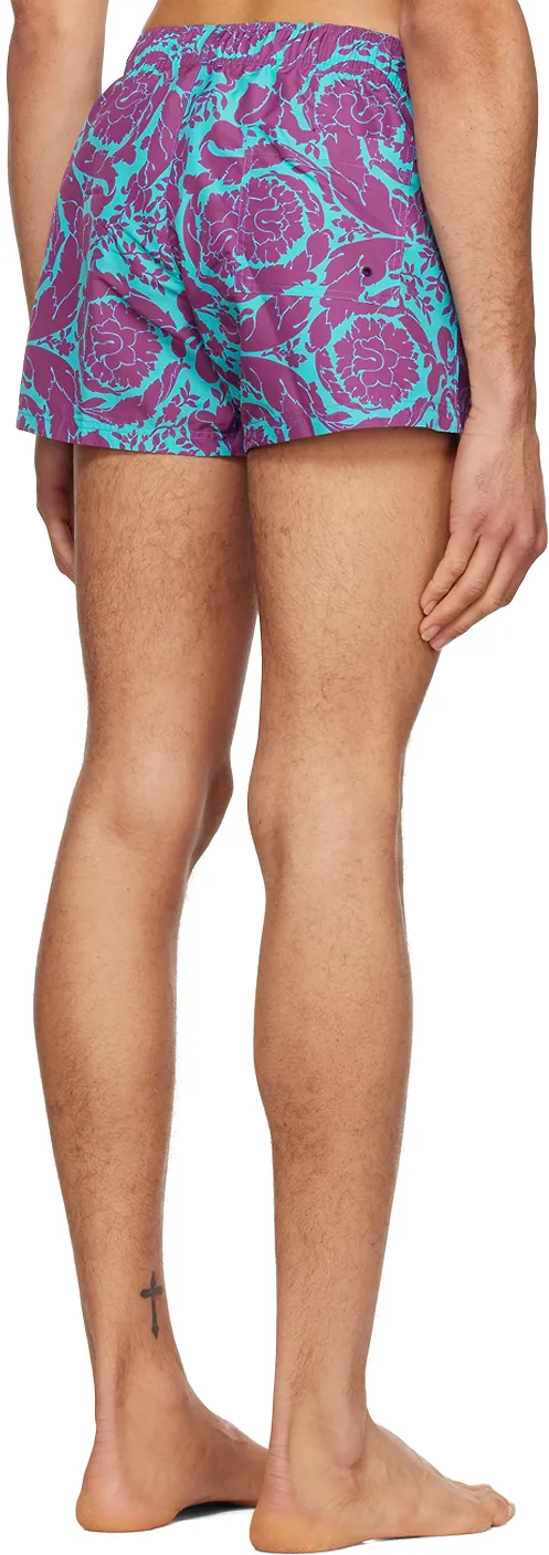 Versace Baroque Pattern Drawstring Swim Shorts