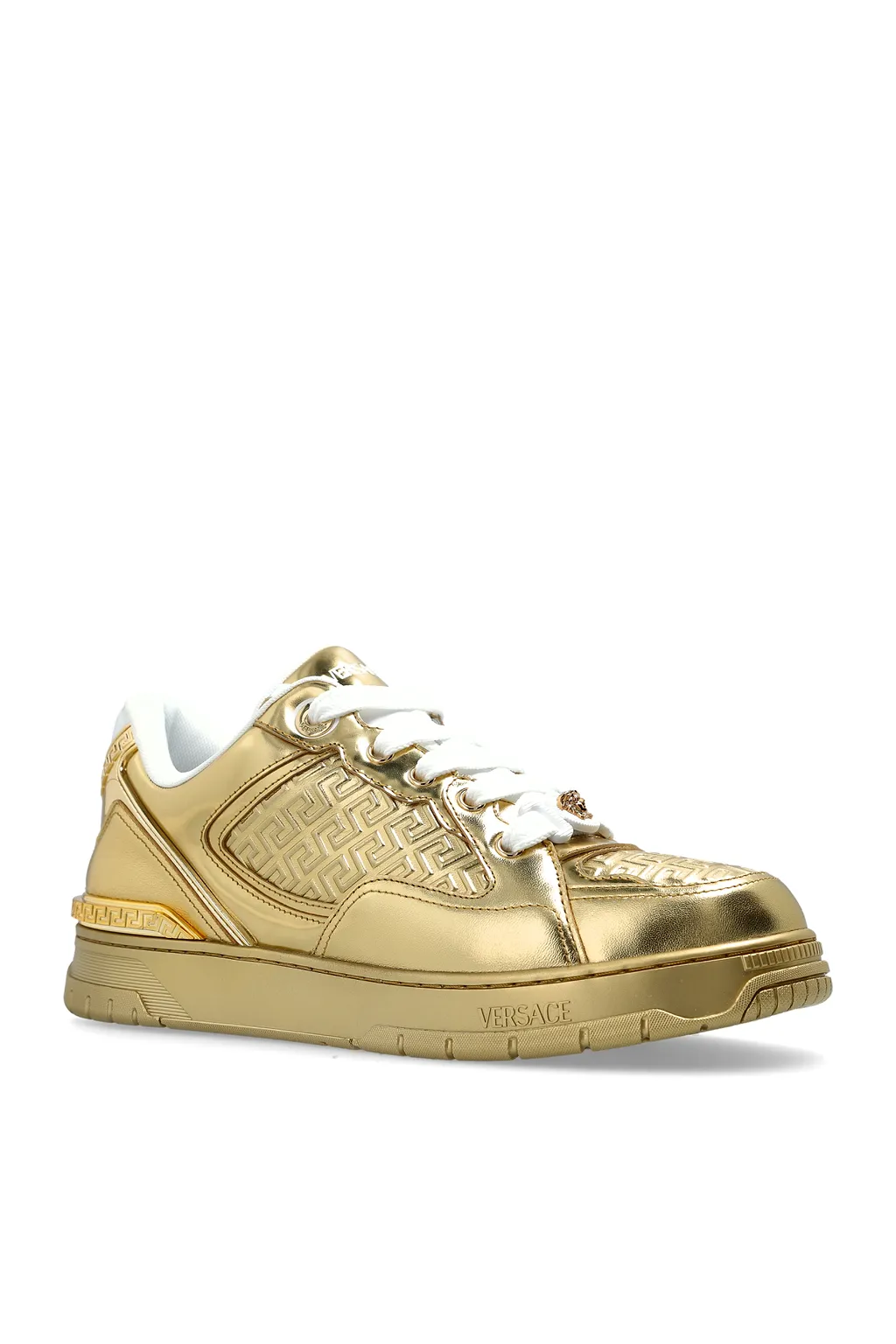 Versace Greca-Embossed Lace-Up Sneakers