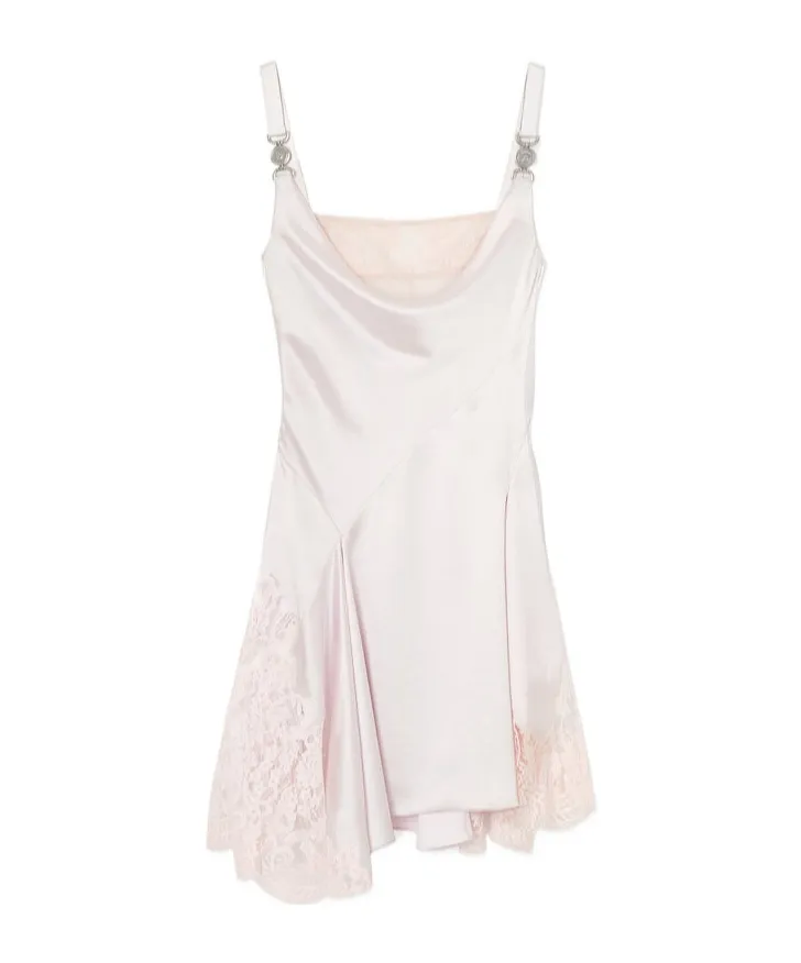 Versace Lace-Trim Satin Mini Dress