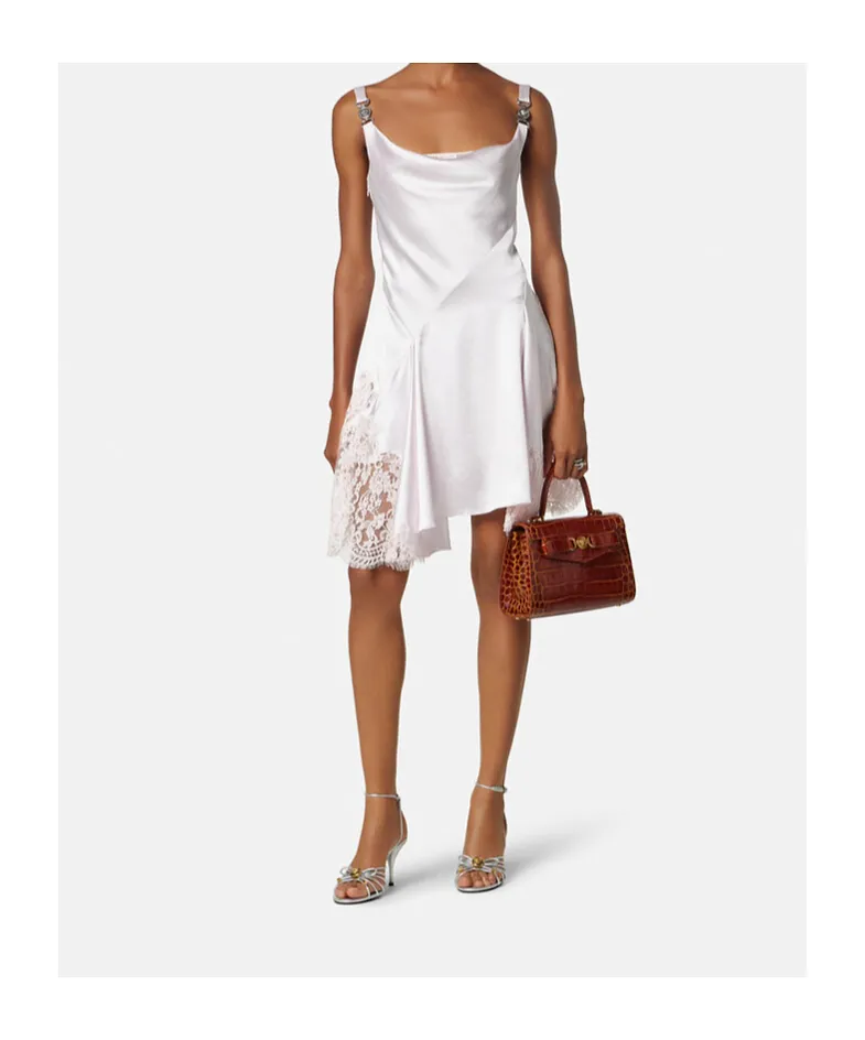 Versace Lace-Trim Satin Mini Dress