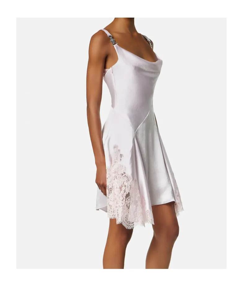 Versace Lace-Trim Satin Mini Dress