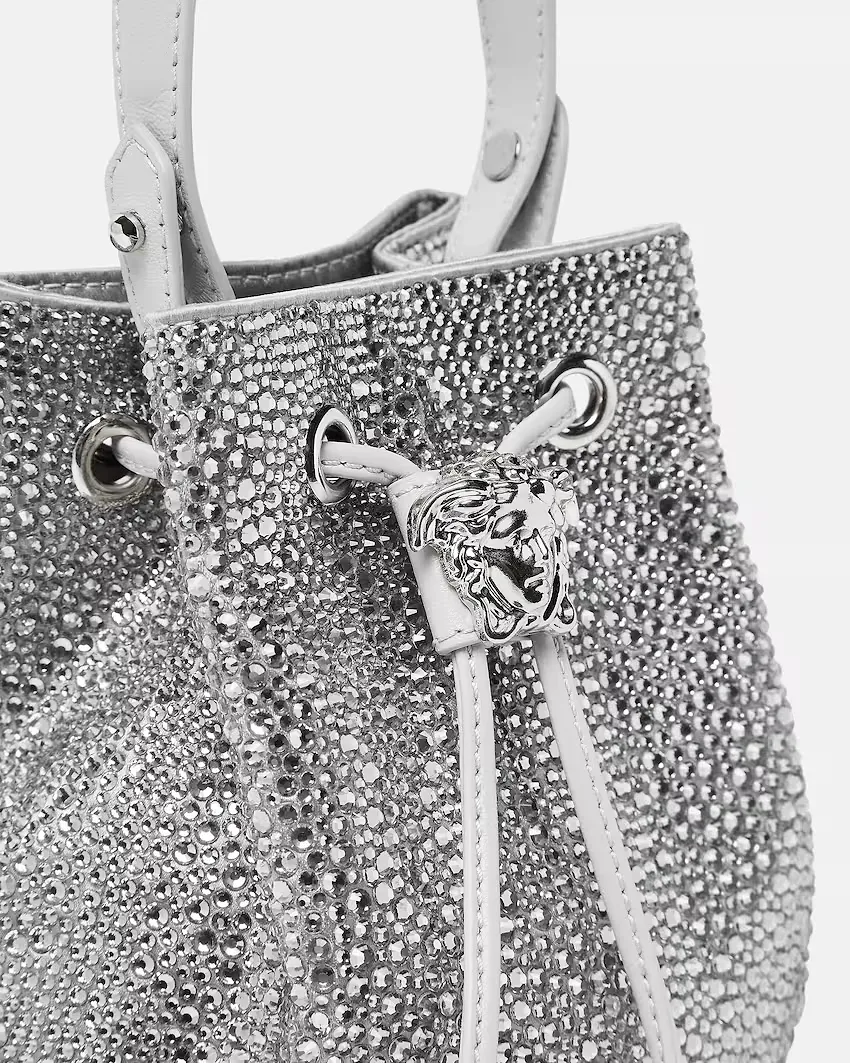 La Medusa Embellished Satin Mini Bucket Bag
