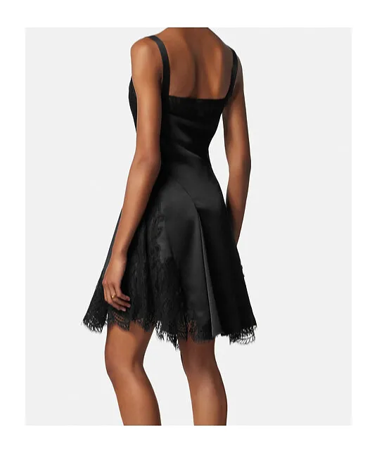 Versace Lace-Trim Satin Mini Dress