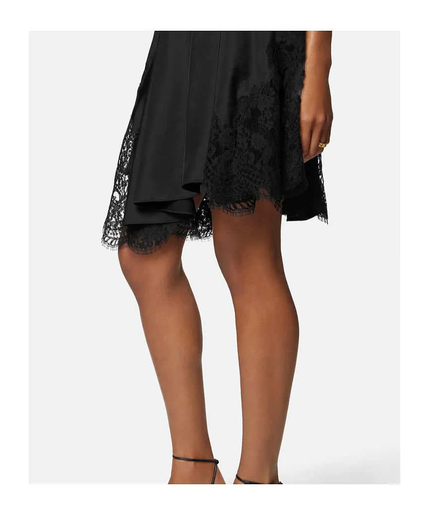 Versace Lace-Trim Satin Mini Dress