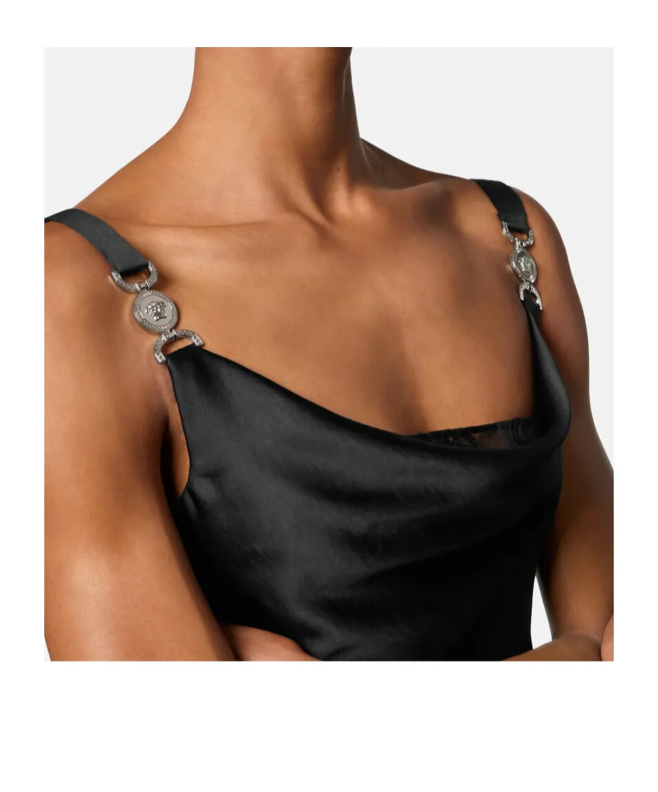 Versace Lace-Trim Satin Mini Dress
