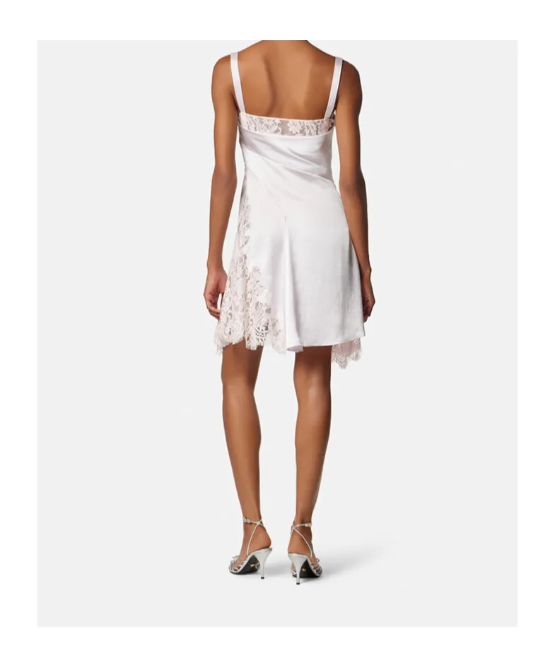 Versace Lace-Trim Satin Mini Dress