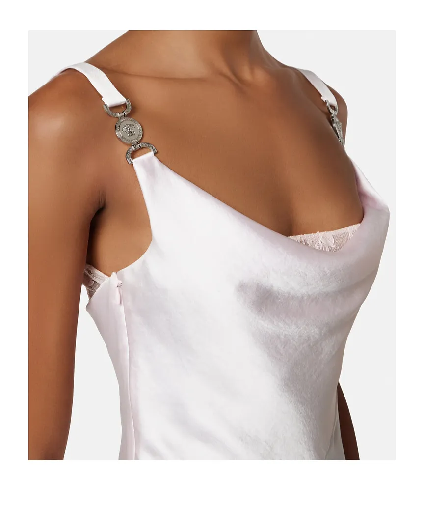 Versace Lace-Trim Satin Mini Dress