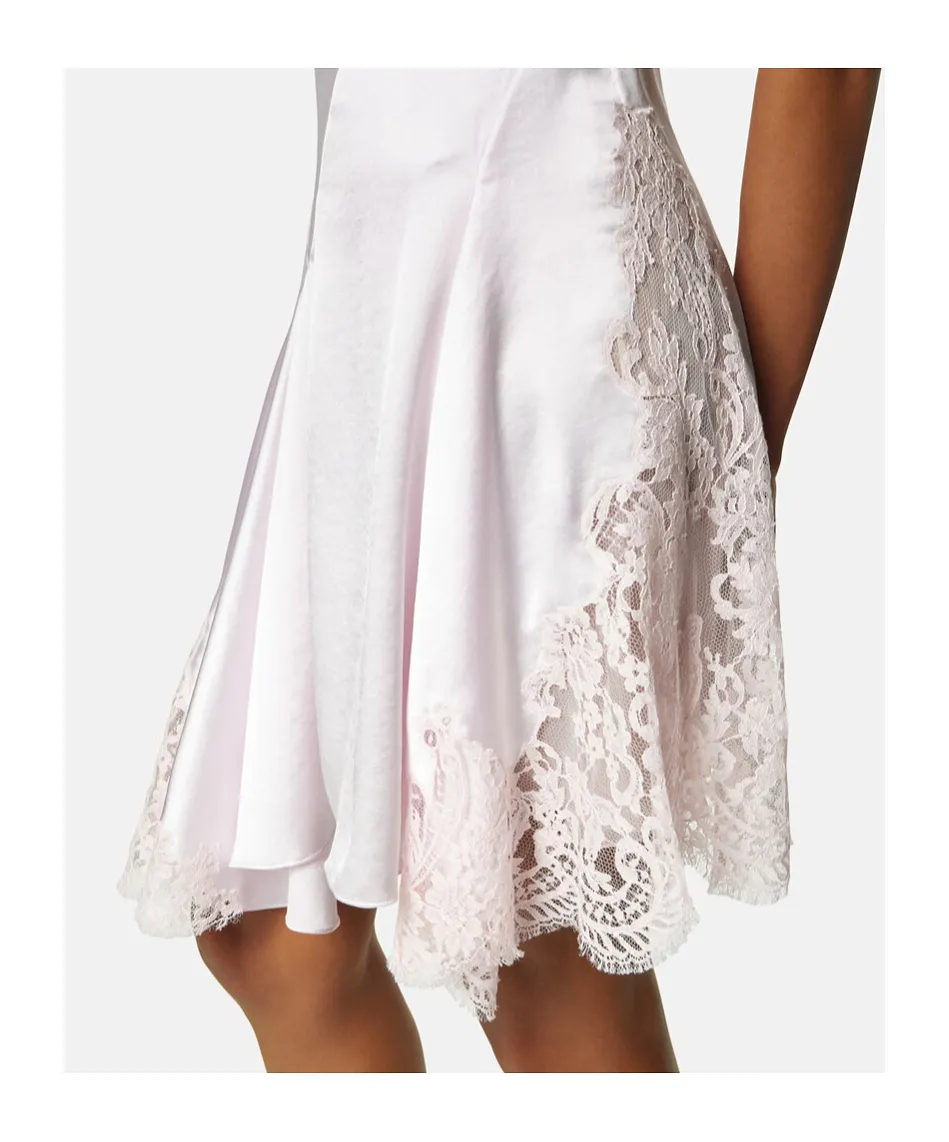 Versace Lace-Trim Satin Mini Dress