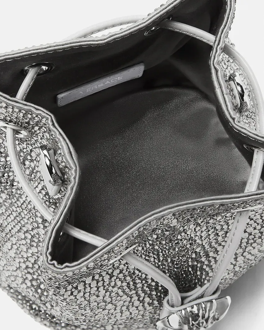 La Medusa Embellished Satin Mini Bucket Bag