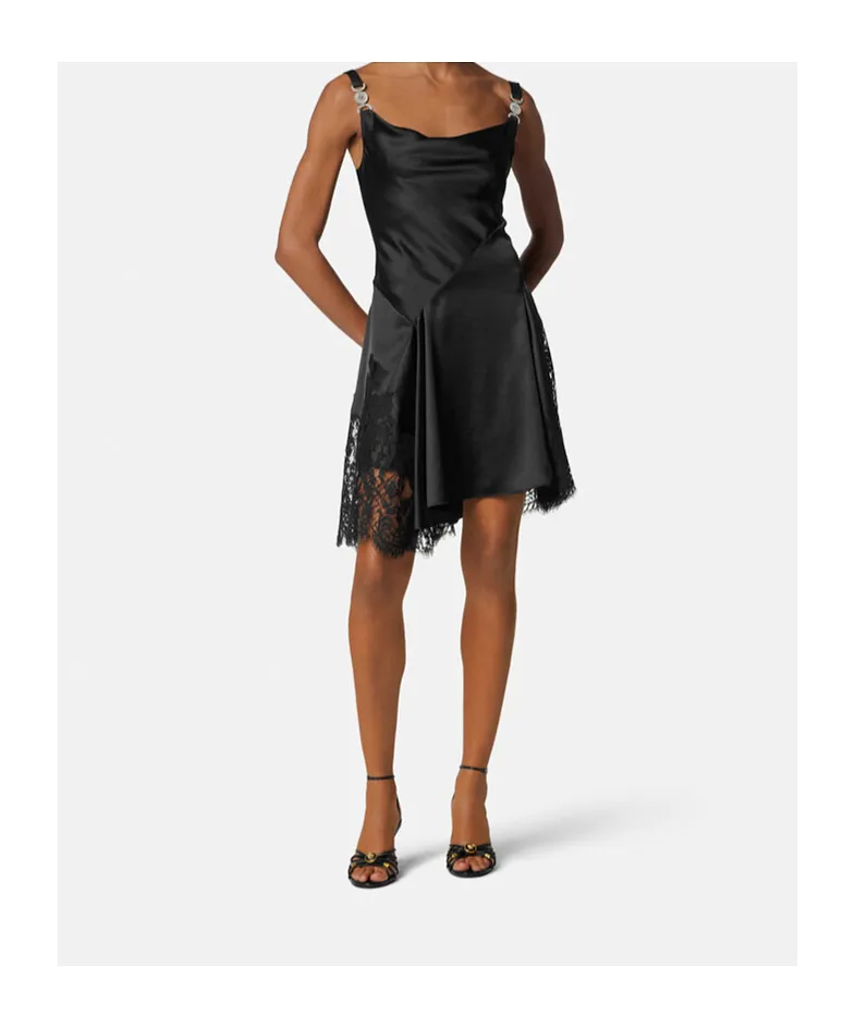 Versace Lace-Trim Satin Mini Dress