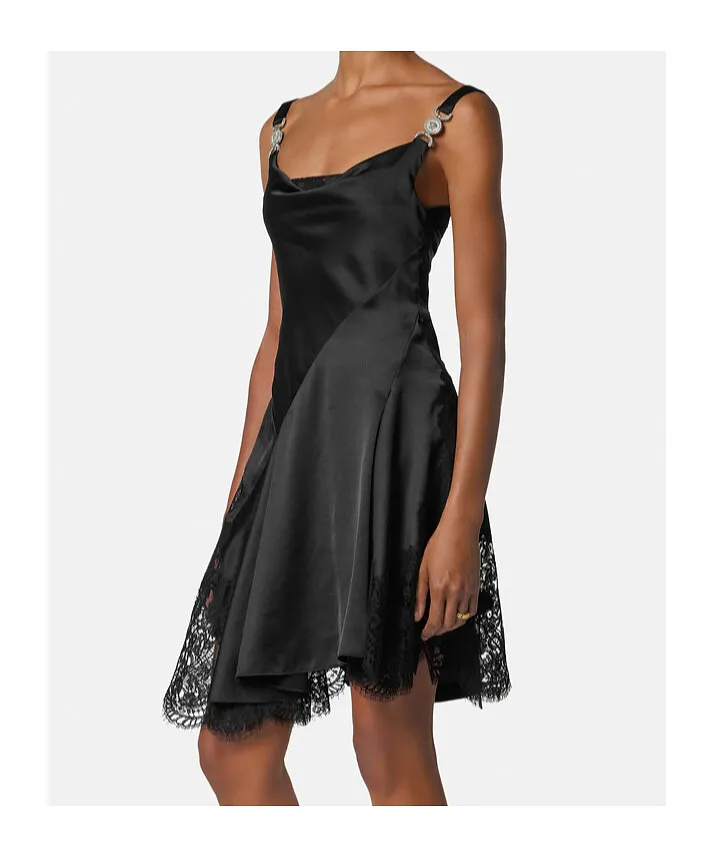 Versace Lace-Trim Satin Mini Dress